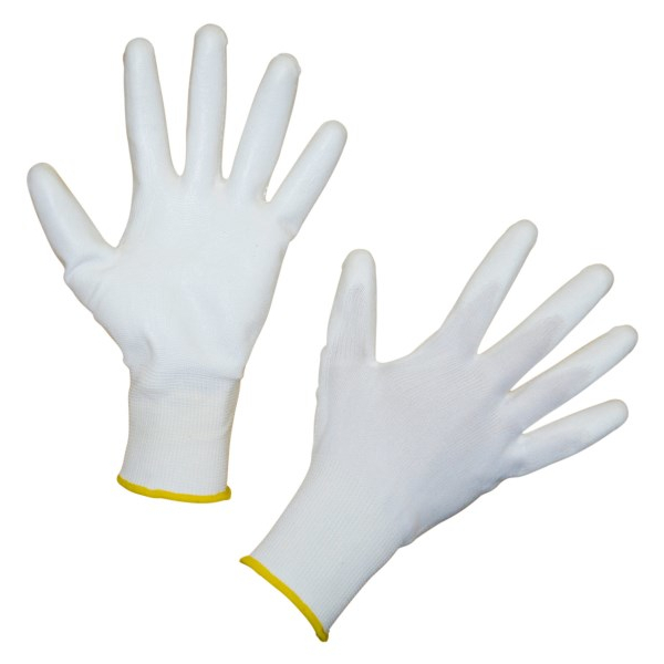 PU-Handschuh Gnitter Gr. 10 Feinstrick aus Polyester, weiß