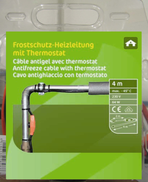 Frostschutz-Heizleitung 4m mit Thermostat