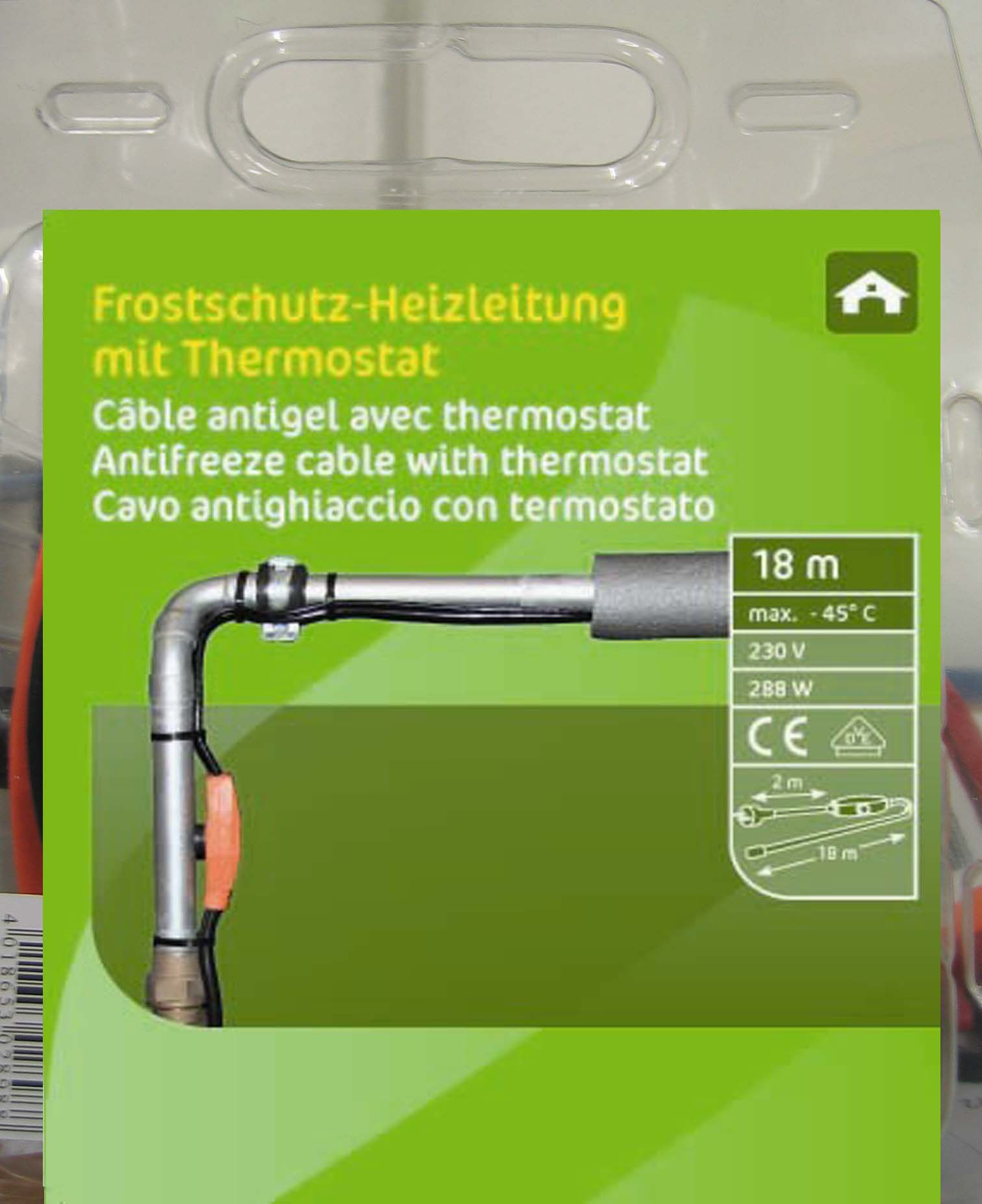 Frostschutz-Heizleitung 18m mit Thermostat